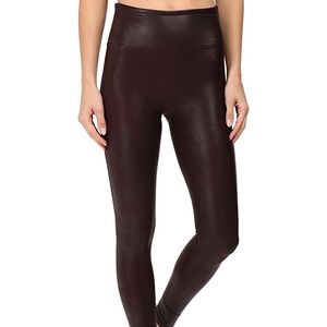SPANX Faux Leather Leggings in Wine - SIZE SMALL